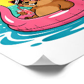 Grappige Groundhog Hawaiaanse Flamingo Float Stran Poster (Hoek)