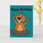 Grappige Groundhog in de Cartoon van het Gat Kaart (Gele Bloem)