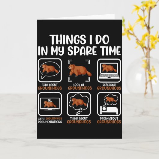 Grappige Groundhog-liefhebber Woodchuck Ground Hog Kaart (Gele Bloem)
