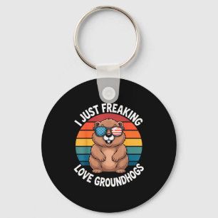 Grappige Groundhog-liefhebber Zegt Ik Ben Dol op G Sleutelhanger