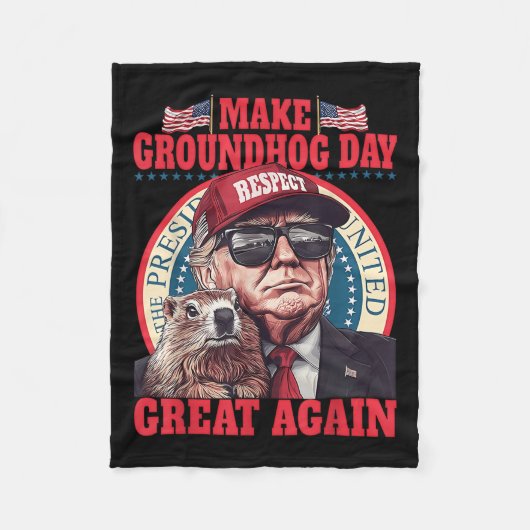 Grappige Groundhog maken Groundhog Day weer geweld Fleece Deken (Voorkant)