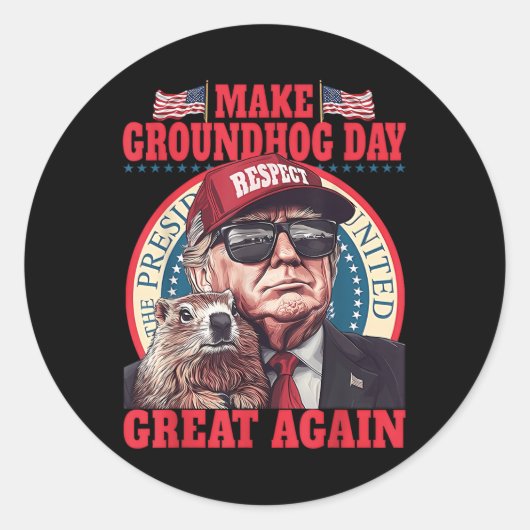 Grappige Groundhog maken Groundhog Day weer geweld Ronde Sticker (Voorkant)