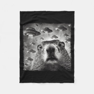 Grappige Groundhog Selfie Met Alien Ufos Groundhog Fleece Deken