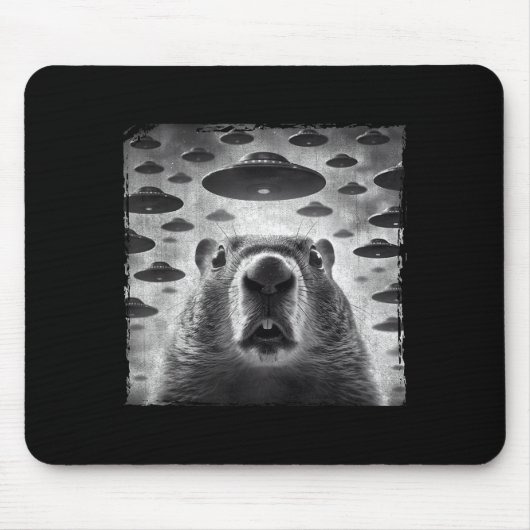 Grappige Groundhog Selfie Met Alien Ufos Groundhog Muismat (Voorkant)