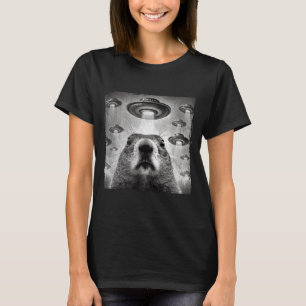 Grappige Groundhog Selfie Met Alien Ufos Groundhog T-shirt