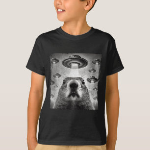 Grappige Groundhog Selfie Met Alien Ufos Groundhog T-shirt