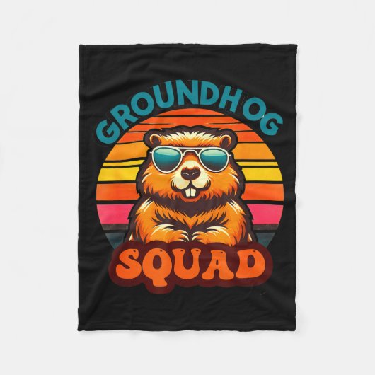 Grappige Groundhog Squad Gelukkige Groundhog Dag 2 Fleece Deken (Voorkant)
