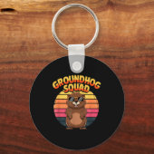 Grappige Groundhog Squad Gelukkige Groundhog Dag 2 Sleutelhanger (Voorkant)