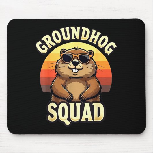 Grappige Groundhog Squad Gelukkige Groundhog Dag V Muismat (Voorkant)