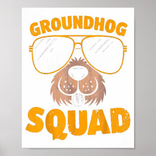 Grappige Groundhog Squad Presenteert Gelukkige Gro Poster