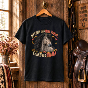 Grappige Grulla Amerikaanse Bashkir Krullend Paard T-shirt
