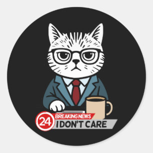 Grappige Grumpy Cat Breaking News Meme Ronde Sticker