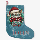 Grappige Grumpy Cat Christmas Stocking Kleine Kerstsok (Voorkant)