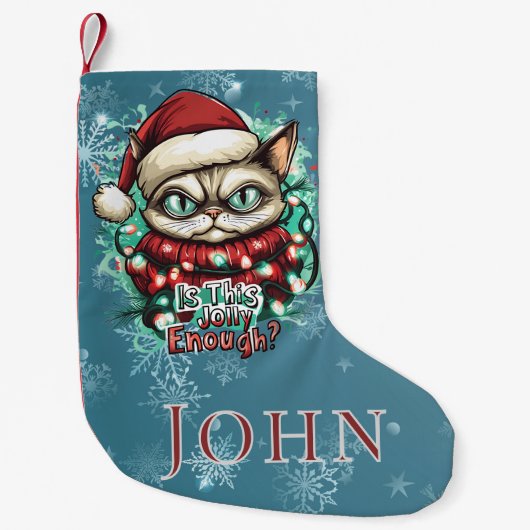 Grappige Grumpy Cat Christmas Stocking Kleine Kerstsok (Voorkant)