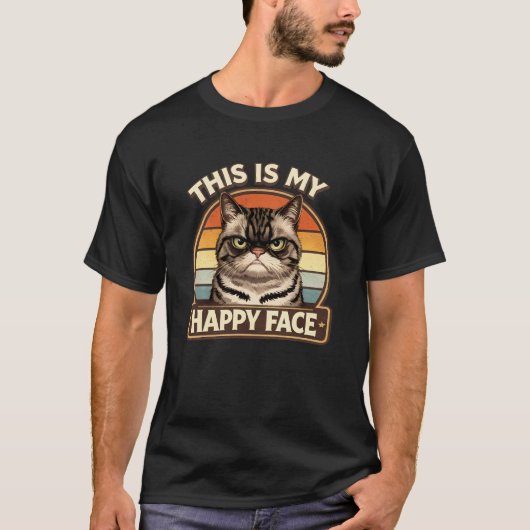 Grappige Grumpy Cat "Dit Is Mijn Gelukkige Gezicht T-shirt (Voorkant)