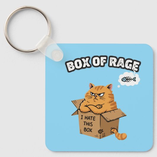 Grappige Grumpy Cat | Doos van woede | Ik haat dez Sleutelhanger (Voorkant)