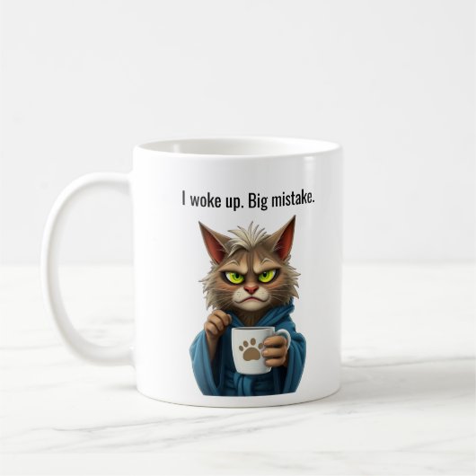 Grappige Grumpy Cat in een Robe en Koffie Cat Koffiemok (Links)
