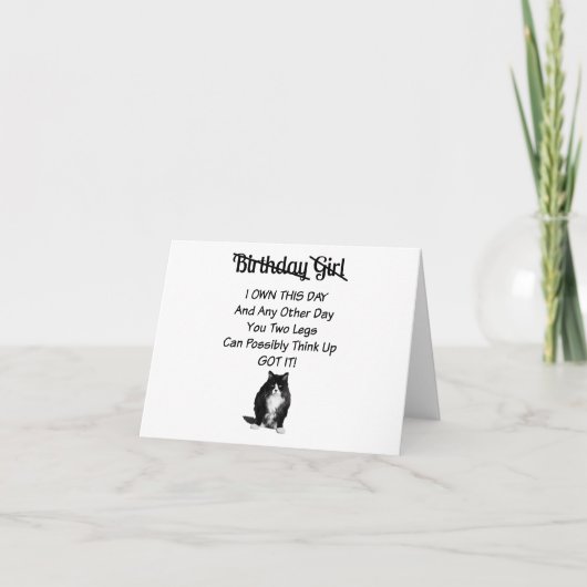 Grappige Grumpy Cat Verjaardag Meisje Kaart (Voorkant)