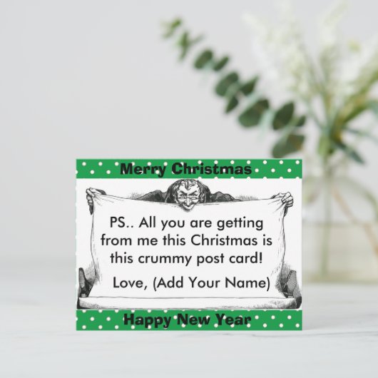 Grappige Grumpy Christmas Post Kaart (Staand voorkant)