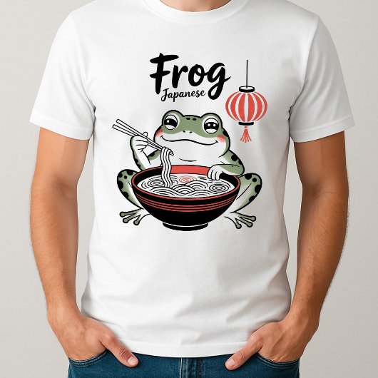 Grappige Grumpy Frog Eet Ramen En Scroll Telefoon  T-shirt