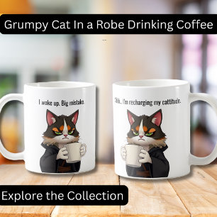 Grappige Grumpy kat in een jurk en koffie kat Koffiemok