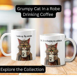 Grappige Grumpy kat in een jurk en koffie kat Koffiemok