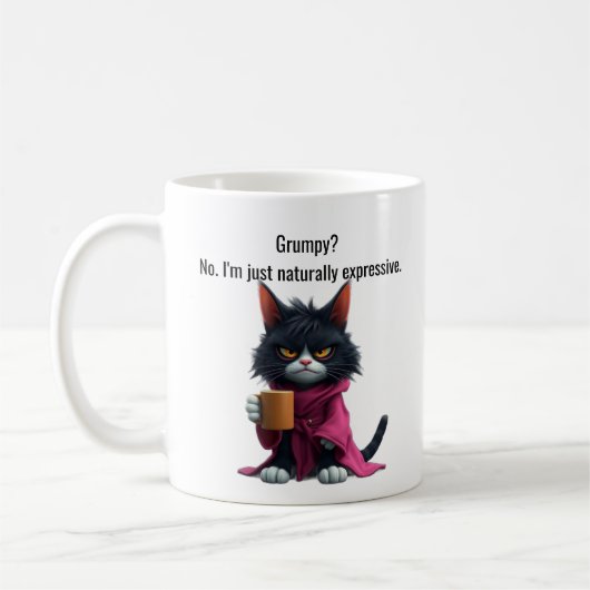 Grappige Grumpy kat in een jurk en koffie zwarte k Koffiemok (Links)