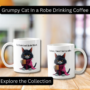 Grappige Grumpy kat in een jurk en koffie zwarte k Koffiemok
