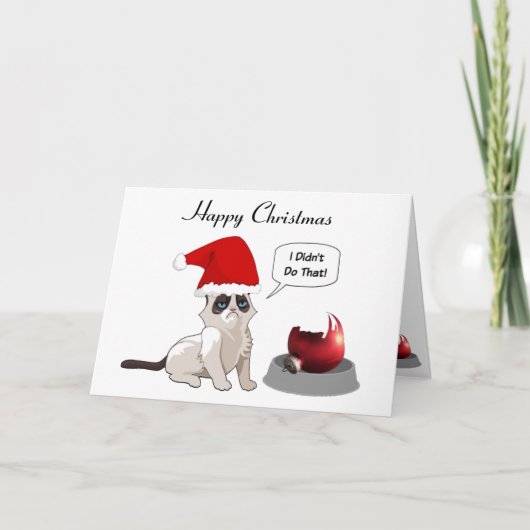 Grappige Grumpy Kitten Kerst Kaart (Voorkant)