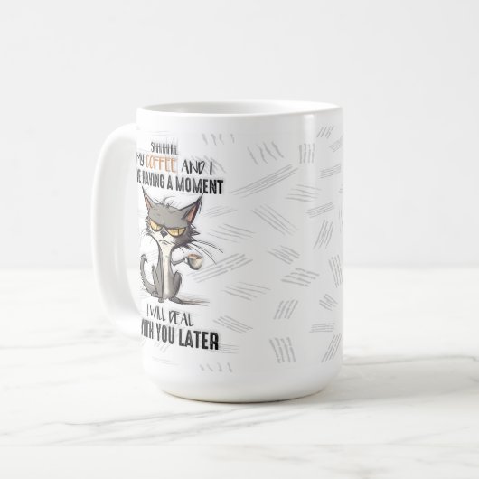 Grappige Grumpy Morning Persoon Mok, Koffie Kat Cu Koffiemok (Voorkant links)