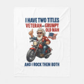 Grappige Grumpy Old Man Veteran Motorcycle Fleece Deken (Voorkant)