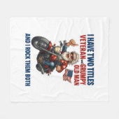 Grappige Grumpy Old Man Veteran Motorcycle Fleece Deken (Voorkant (Horizontaal))