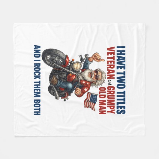 Grappige Grumpy Old Man Veteran Motorcycle Fleece Deken (Voorkant (Horizontaal))