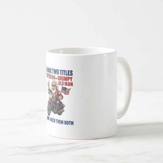 Grappige Grumpy Old Man Veteran Motorcycle Koffiemok (Voorkant rechts)