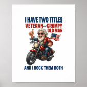 Grappige Grumpy Old Man Veteran Motorcycle Poster (Voorkant)