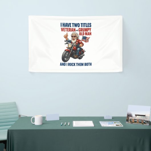 Grappige Grumpy Old Man Veteran Motorcycle Spandoek (Beurs)