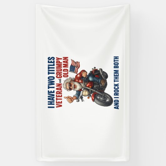 Grappige Grumpy Old Man Veteran Motorcycle Spandoek (Verticaal)