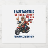 Grappige Grumpy Old Man Veteran Motorcycle Sparkling Wijnetiket (Enkel label)