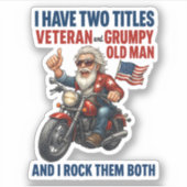Grappige Grumpy Old Man Veteran Motorcycle Sticker (Voorkant)