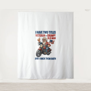 Grappige Grumpy Old Man Veteran Motorcycle Wandkleed