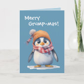 Grappige Grumpy Penguin Grinch Kerstvakantie Kaart (Voorkant)