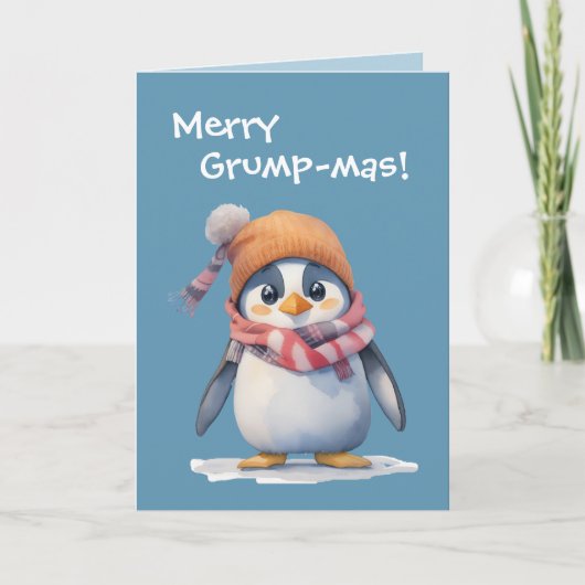 Grappige Grumpy Penguin Grinch Kerstvakantie Kaart (Voorkant)