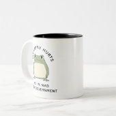 Grappige Grumpy Toad Medewerker Trendy Quote Kanto Tweekleurige Koffiemok (Voorkant links)