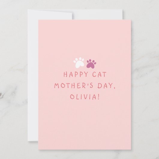 Grappige Grumpy White Cat Moederdag Platte Kaart (Achterkant)