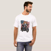 Grappige Grunge Cat Riding Motorfiets Amerikaanse  T-shirt (Voorkant volledig)