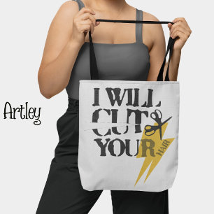 Grappige Grunge Hair Stylist Dresser Schaar Grijs Tote Bag