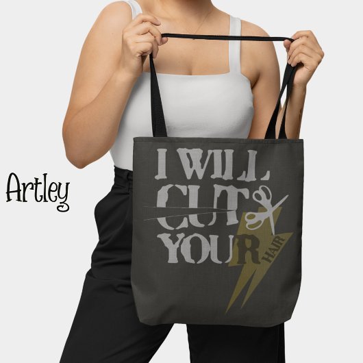 Grappige Grunge Hair Stylist Dresser Schaar Zwart Tote Bag