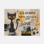 Grappige Grunge Ocher Zwarte Kat Deurmat (Voorkant)