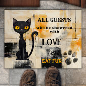 Grappige Grunge Ocher Zwarte Kat Deurmat