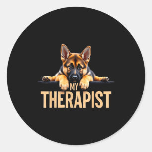 Grappige Gsd Shep Puppy Mijn Therast Duitse Herder Ronde Sticker